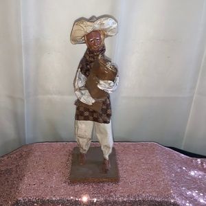 Vintage Older Village Man Carrying Rice Bag Man Made In Paper Mache - EUC 12 X 4